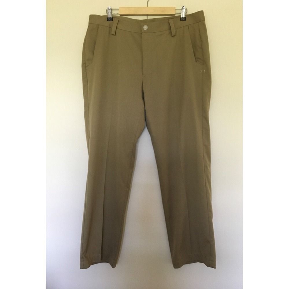 Under Armour Mens Performance Golf Pants Actual Sz 37x30 Tan 1242767 Polyester